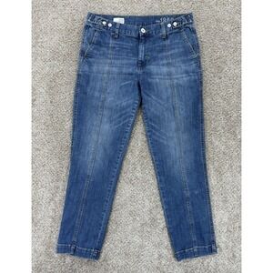 Gap Jeans Womens 4/27 Blue Sexy Boyfriend Mid Rise Crop Trouser Flap Pockets Y2K